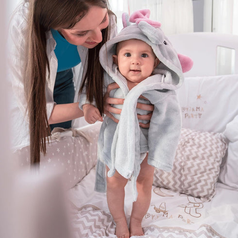 0-9 Mr. Pen Baby Animal Face Robe - Unisex, Month, Plush, Elephant, Hooded Towel