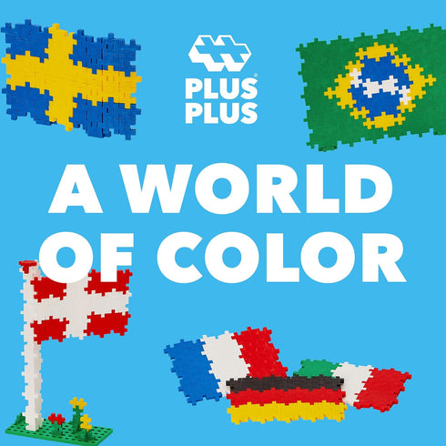 Set, PLUS PLUS Learn to Build, Flags of the World - Mini Puzzle Building Blocks Stem Toys for Kids - Educational