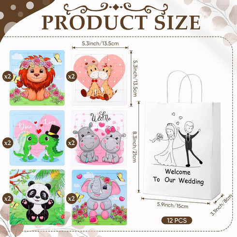 VercanMonth 12 Set 12 12 12 12 12 Wedding Activities Includes Coloring Placemats with Crayons Puzzle Animals Stickers