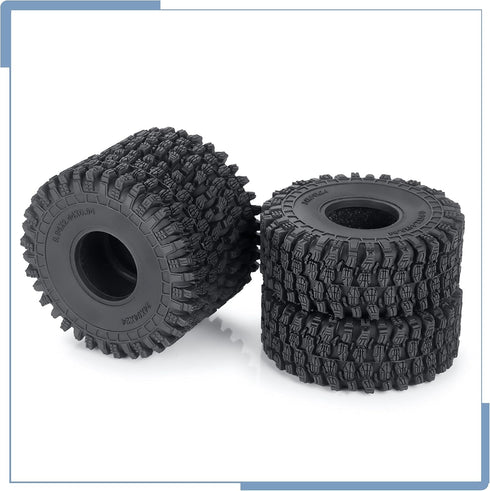 4PCS RC Soft Rubber 1.0 Tires, 64MM Foam Insert for 1/18 TRX4M Upgrades, 1/24 SCX24