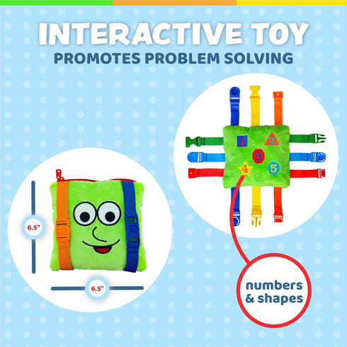 Buckle Toys - Buster Square - Learning Activity Toy - Develop Fine Motor Skills and Problem Solving - Easy Travel Toy