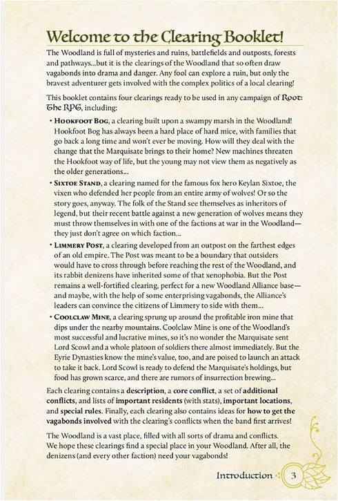 Clearing Booklet - Root: The Roleplaying Game Expansion, Softcover Tabletop RPG Rulebook with Original Art