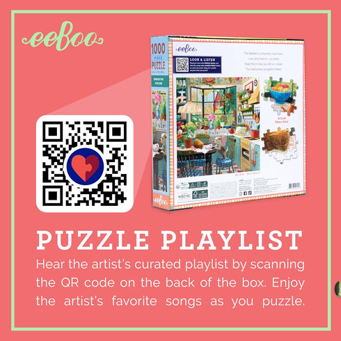 1000 23" 23" eeBoo Piece Puzzle - Springtime Kitchen Jigsaw Puzzle for Adults, Square x Made with Recycled Board