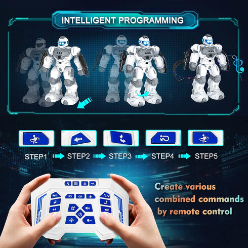 VAV Toys for 6-10 Year Old Boys Girls - Rechargeable Remote Control Robot Toy, Intelligent Programmable RC Robot