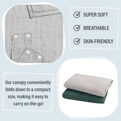 Meracorallo Muslin Baby Car Seat Cover, Lightweight Breathable Soft Infant Carrier Cover Carseat Canopy for Baby Boys