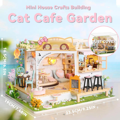DIY Miniature Cat Cafe Dollhouse Kit - Perfect Valentine's Gift