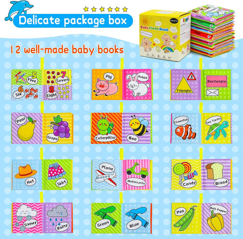 OKOOKO Soft Baby Books, 12PCS Soft Cloth Bath Books for Newborns Babies Infants Toddlers