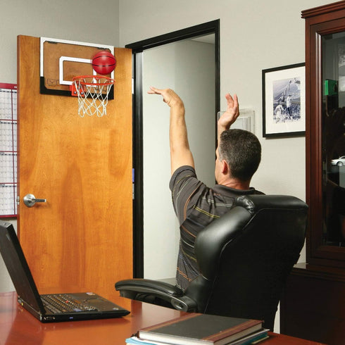 Larger Indoor Basketball Hoop, 17" x 12", 9" Large Dunk Rim for Kids, Over The Door, Shatterproof Backboard, Complete