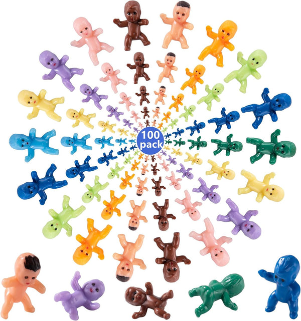Mini Plastic Babies, 100 Pieces King Cake Baby Mini Dolls for Baby Shower Party Favors and Decorations