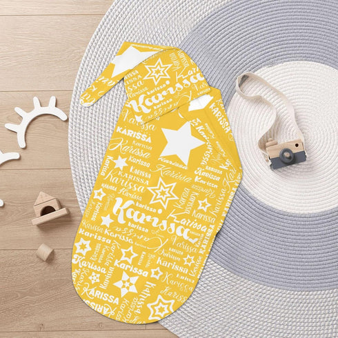 YallLocoMo Sets Custom Newborn Swaddle Blankets Hat Yellow Star Name Text Soft Baby Receiving Blanket Swaddle Sack