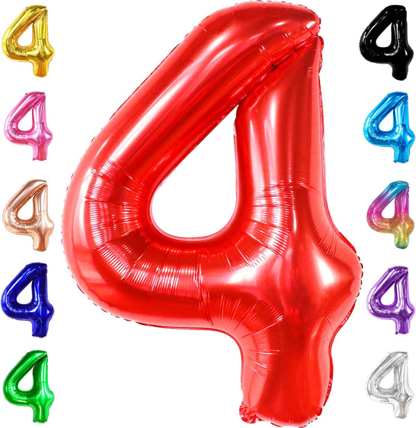 KatchOn Giant Red Number 4 Balloons, 40 Inch, 4th Birthday Balloons for Boys and Girls, Anniversary Decorations