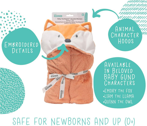 Baby GUND Lil’ Luvs Hooded Blanket, Emory Fox, Ultra Soft Plush Security Blanket for Newborns