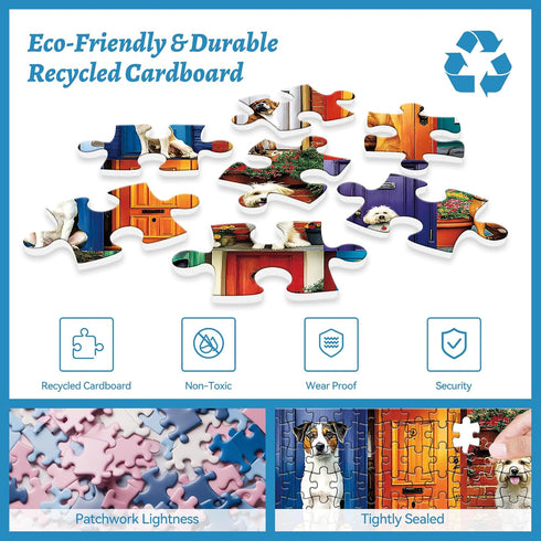 HQXXJW 500 500 (20.5" 15") Piece Jigsaw Puzzle for Adults Cute Dogs and Doors Design, Dog Puzzles for Adults Pieces