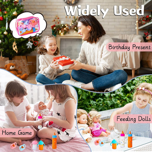 Woozettn 13 Set,Pretend Set Package,Doll Set Pcs Baby Doll Accessories Magic Bottle Play Feeding Toy with Feeding