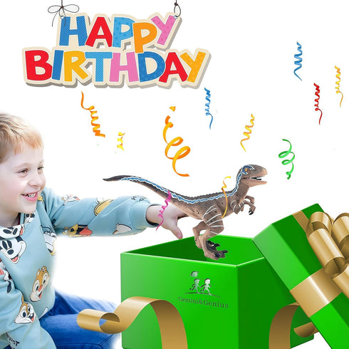 Gemini&Genius Dinosaur Toys Baby Velociraptor with Movable Jaw and Hands, Cake Topper, Collectible Action Figure