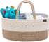 Baby Diaper Caddy Organizer, Portable Nursery Storage Basket with Changeable Compartments, 100% Cotton Woven Rope