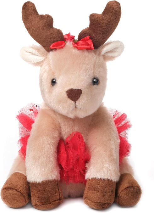 Bearington 7 Inch Darling Dancer Ballerina Plush, Christmas Stuffed Reindeer Animal