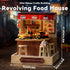 Flever Dollhouse Miniature DIY House Kit Creative Room with Furniture for Romantic Artwork Gift (Revolving Food House)