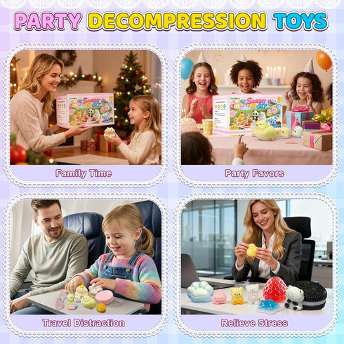 22PCS Pack, Set (8 14 Squishy Adorable Squeeze Toys ,Fidget Toys Kit for Kids and Adults, Perfect for Classrooms
