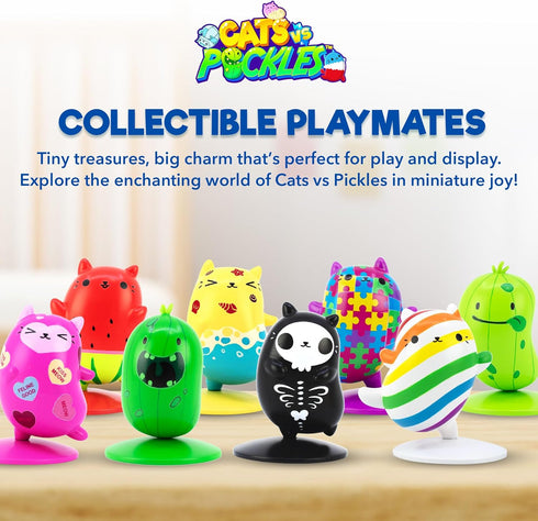 Cats vs Pickles Mini Figure 3-Pack - Collectible Animal Figurines for Kids & Adults, The Great Catsby, Goldie Fish,
