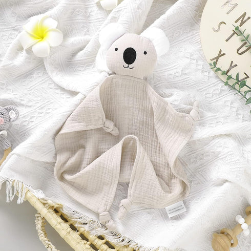 LAWKUL Baby Lovey Organic Cotton Muslin Security Blanket Soft Loveys Breathable Lovie for Babies Boy Girls Unisex Koala Beige by LAWKUL