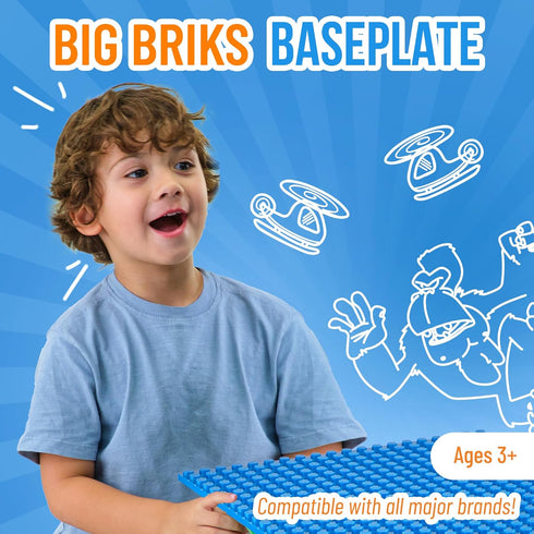 Strictly Briks Compatible with Lego Classic Big Briks, 1 Piece Blue Stackable Baseplates for Ages 3+