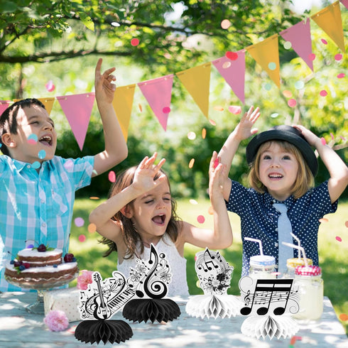 11 Pcs Music Decorations, Retro Musical Notes Honeycomb Centerpieces for Birthday Party Supplies