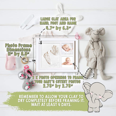 Set Baby Handprint Footprint Keepsake Kit and Organic Burp Cloth Bundle