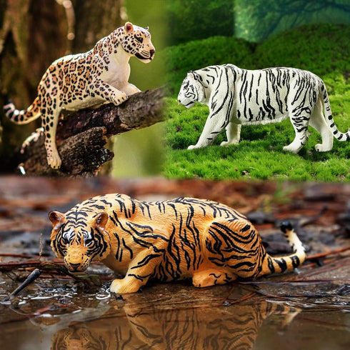 12PCS Set Toymany Big Cat Wild Animal Figurines, Realistic Safari Animals Includes