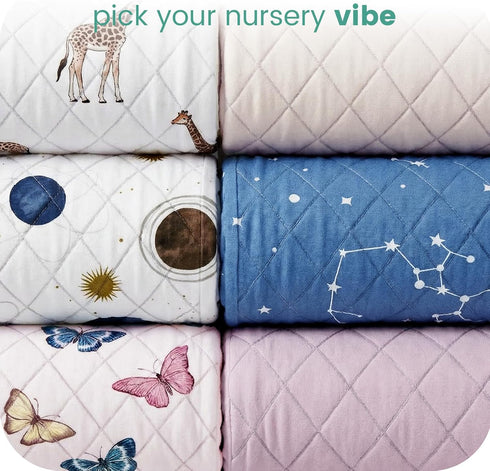 TOTCHILL 2 Pack, Light Quilted Changing Pad Cover Soft Fitted Changing Table Covers for Baby Boys and Girls, Butterfly