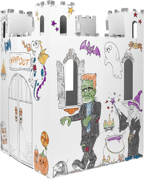 Easy Playhouse Haunted Castle, Kids Art & Craft for Indoor & Outdoor Fun, Decorate a Cardboard Fort