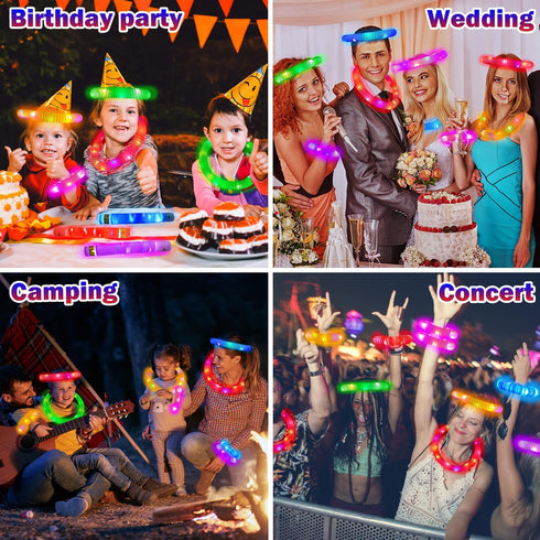 36 4th Glow Sticks Camping Toys Gifts for Kids PCS, Light up Pop Tube Bracelet Necklace for Toddlers, Glow in the Dark