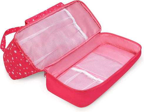 Badger Basket On-The-Go Travel Tote and Storage Bag for 18 inch Dolls - Pink Stars