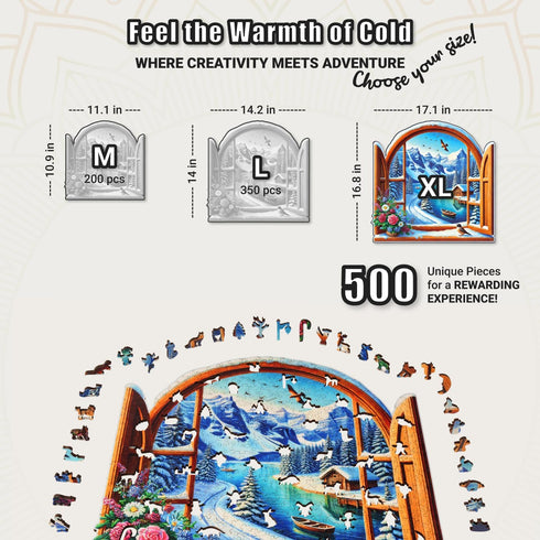 500 (17.1 16.8 5mm LEOGOR Premium Wooden Jigsaw Puzzles for Adults Pieces x in), Large Winter Puzzle, Extra-Thick