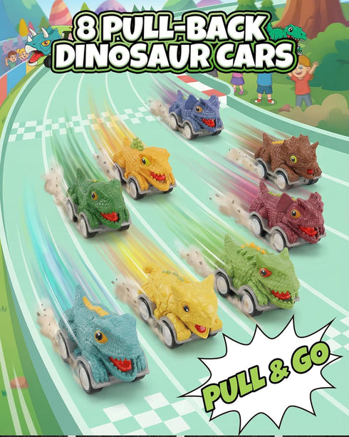 Cozycharm 9 1 8 3 4 5+ in Dinosaur Toys for Boys, Dinosaur Transport Truck with Pull Back Dino Cars, Toys for Year Old