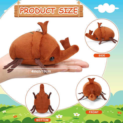6 Pieces Simulation Beetle Plush Toy 4 Inch Small Beetle Stuffed Animal with Bead Chain Hanging Insect Plush Stuffed Insects Soft Crustaceans Animals for Boys Girls Birthday Animal Theme Party