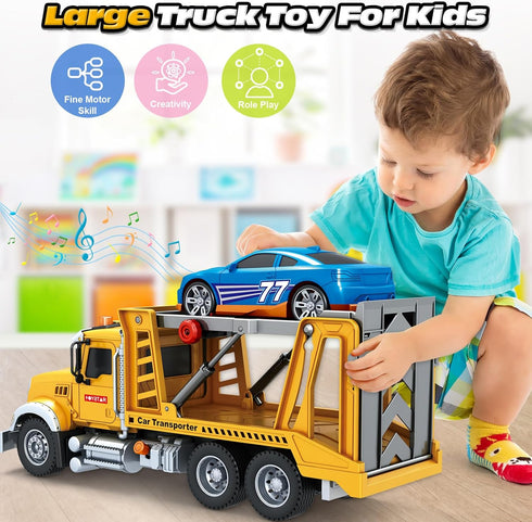 3 4 5 6 7 8 15" Bstoyder Kids Toys for Years Old Boys, Farm Transport Truck Toy with Lights, Sounds, Toddler Friction