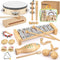 kaqinu Kids Musical Instruments,100% Natural Wooden Music Percussion Toy Sets, 23 Pcs Tambourine