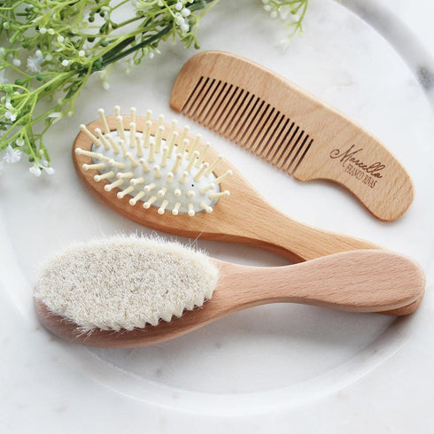 Set Custom Wooden Baby Brush | Personalized Wooden Baby Brush | Personalized Baby Gift Boys