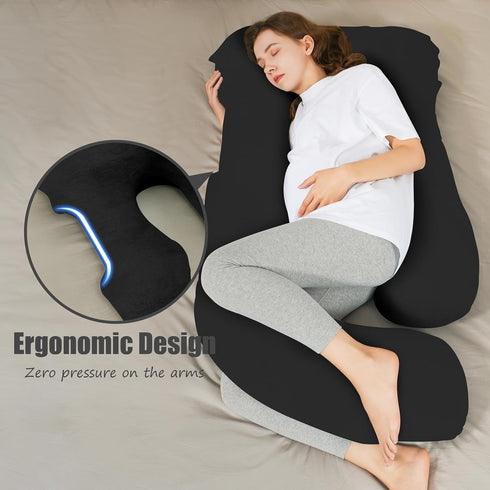 57 Inch HIPHOP PANDA U-Shaped Pregnancy Pillow for Sleeping - Full Body Maternity Support Pillow with Removable Cover
