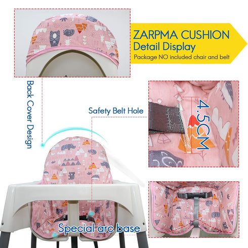 ZARPMA Cotton Seat Covers for IKEA Antilop Highchair, Foldable Baby Highchair Cover, Pink Forest