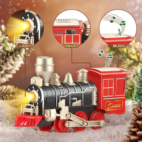 Set 3-8 Classic Electric Train for Toddlers Battery Operated Push-Button Train with Lights & Sounds, No Remote