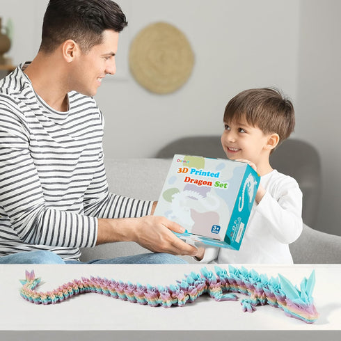 30'' 3D 3D Figurines(Mixcolor1,30inch) Printed Dragon - Printed Toys, Articulated Crystal Dragon Large Rainbow Animal