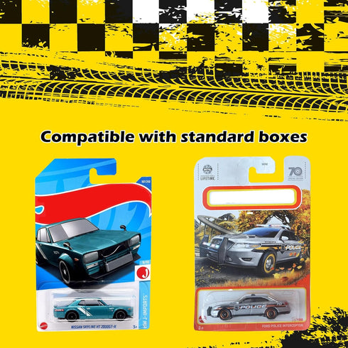 12 Pack Clear Model Car Display Case - Holds 120 Cars, Compatible with Hot-Wheels, Wall Mount Toy Storage