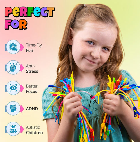 120 7.5, UpBrands Students Incentives Friendship Zipper Bracelets Easter Favors for Kids, Stress Relief Quiet Fidget