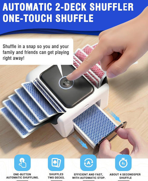CrazyOwl 12 Automatic Card Shuffler Machine, Card Shuffler and Dealer for Decks, Quiet Rechargeable Electric Card
