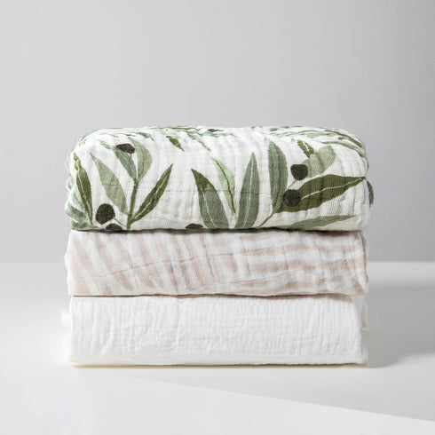 100% 360, Babyletto Organic Cotton Mini Crib Sheet, GOTS-Certified, Fitted Ultra-Soft and Breathable Muslin - Olive