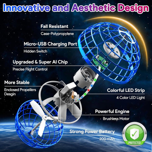 Flying Orb Ball Toys 2024, Soaring Hover Boomerang Spinner Mini Drone for Kids and Adults Outdoor Fly Toy