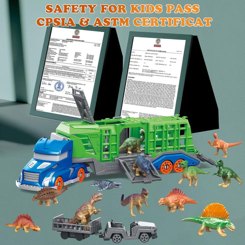 13 in 1 Dinosaur Toys for Kids 3-5, Carrier Truck Toys for Dinosaur Transport, Birthday Gifts for Toddlers