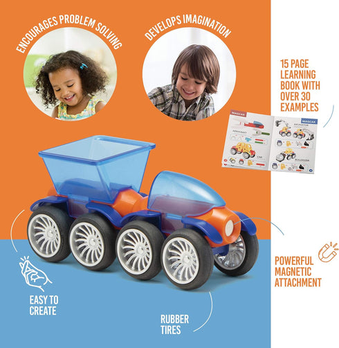 Play Brainy Magnetic Toy Cars Set, 42 Piece Educational Toys for Toddlers and Preschoolers